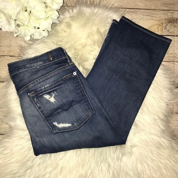 7FAM Crop Josefina Skinny Boyfriend Denim Jeans - Picture 1 of 7